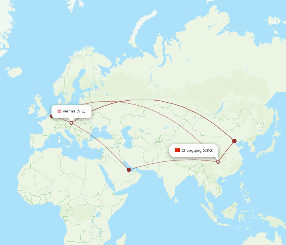 VIE-CKG flight routes