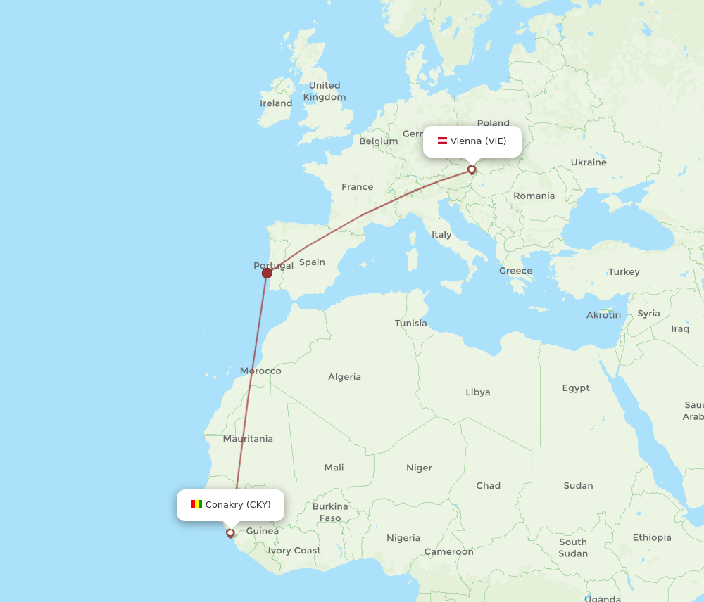 VIE-CKY flight routes