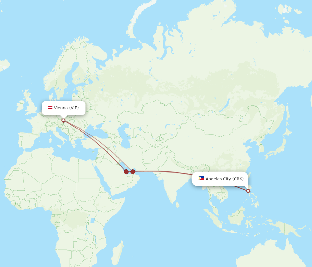 VIE-CRK flight routes