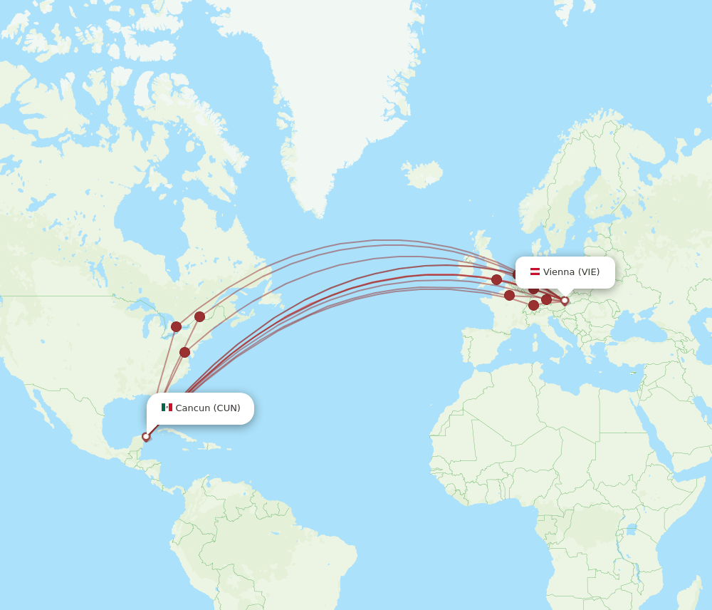 VIE-CUN flight routes