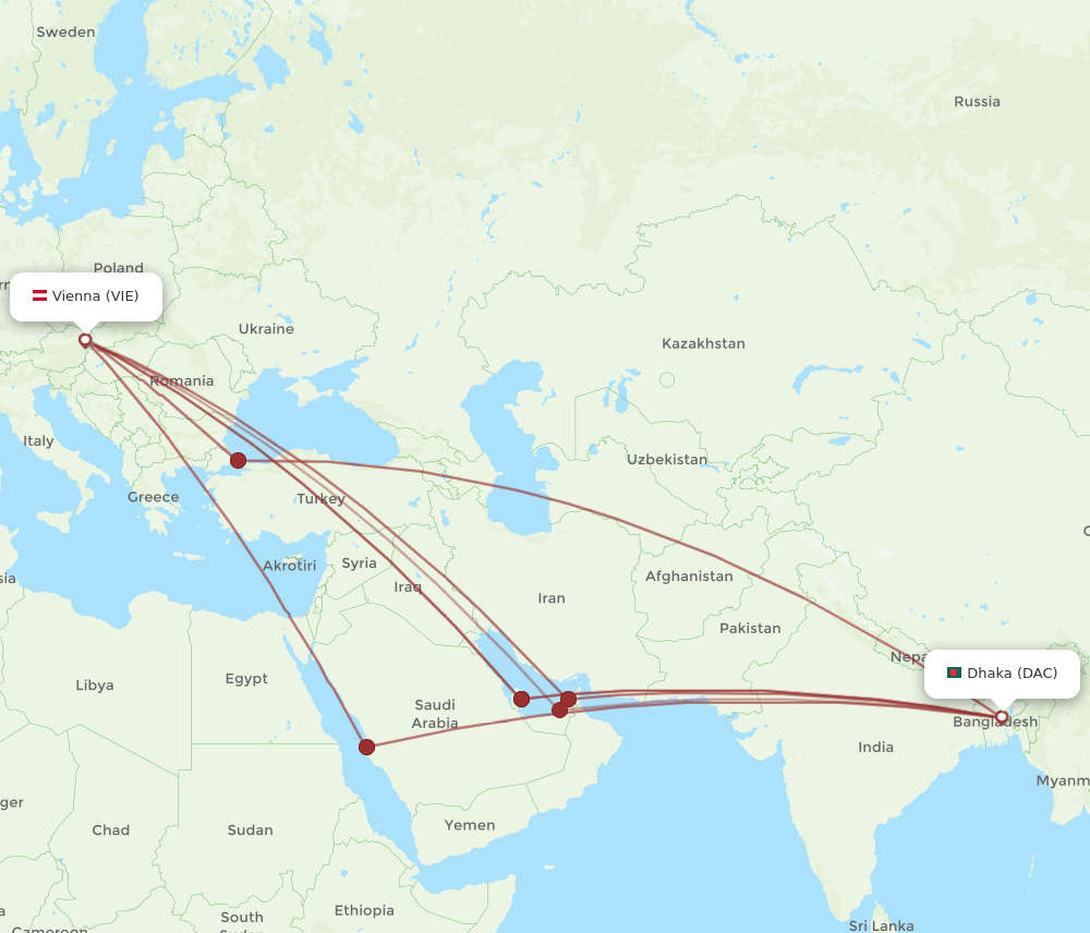 VIE-DAC flight routes
