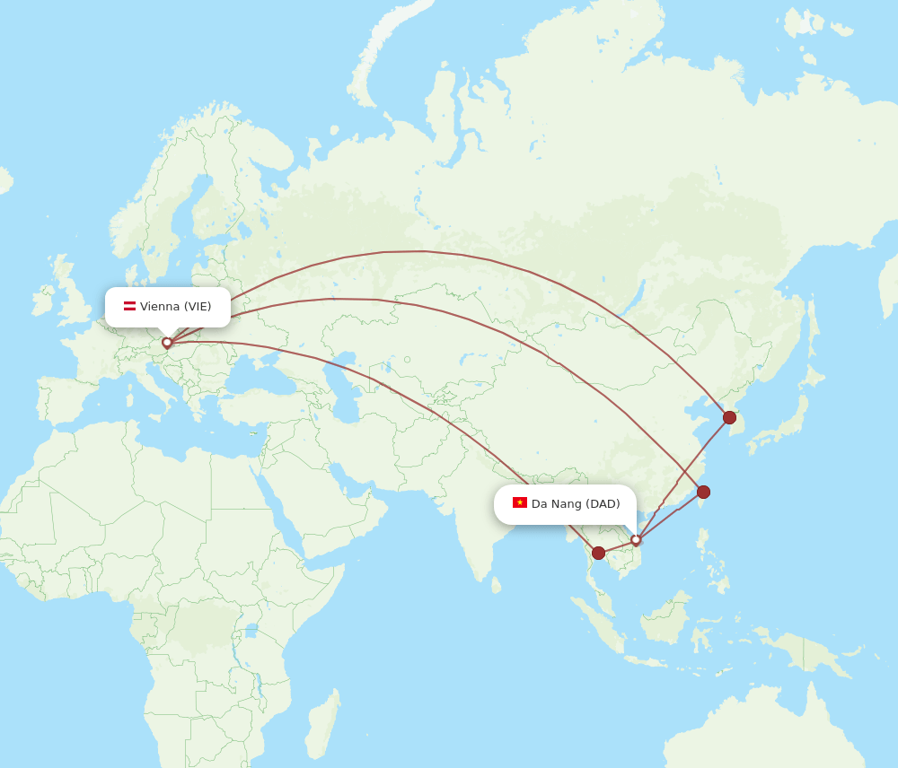 VIE to DAD flights and routes map