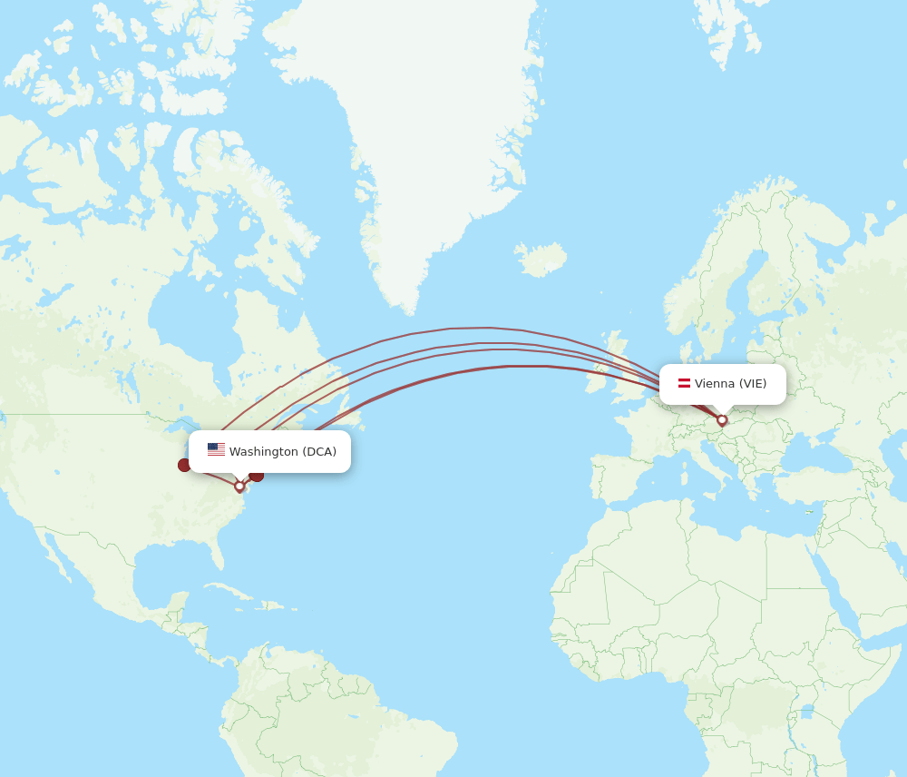 VIE-DCA flight routes