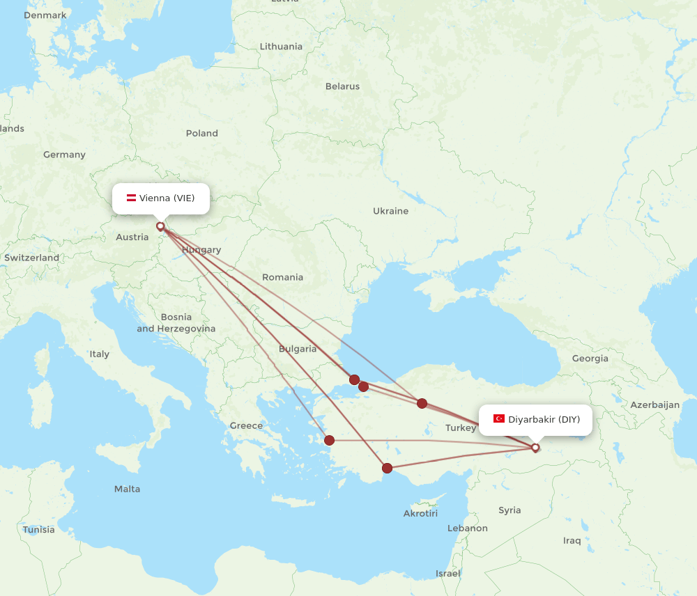 VIE-DIY flight routes