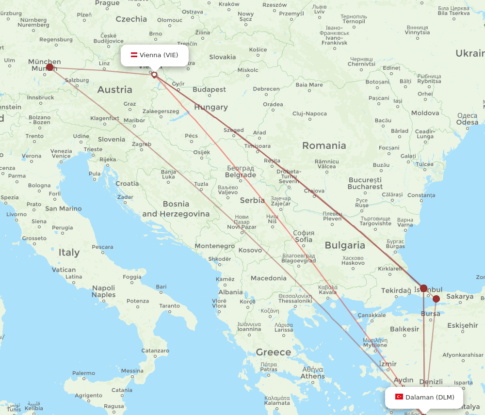 VIE-DLM flight routes