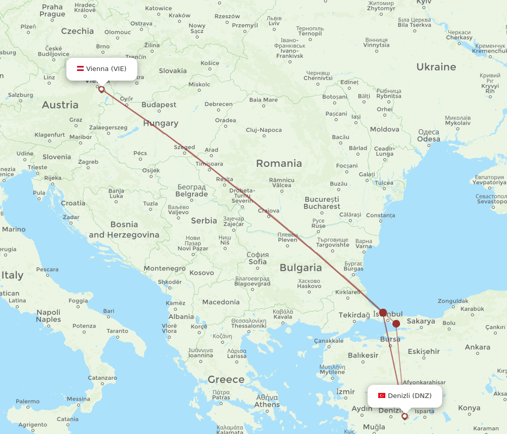 VIE-DNZ flight routes