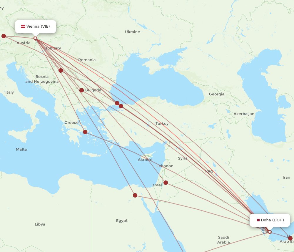 VIE-DOH flight routes