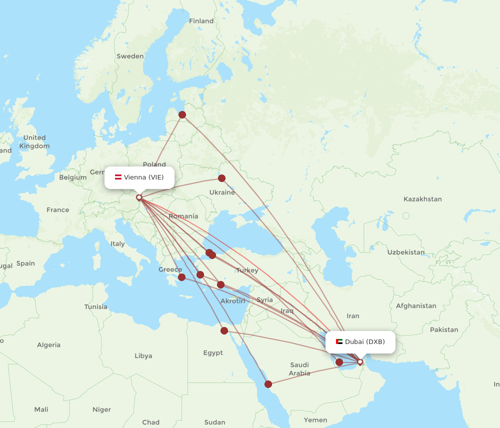 VIE-DXB flight routes