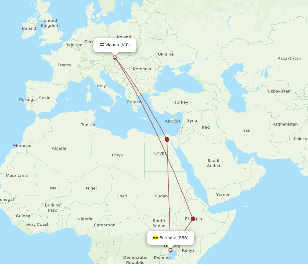 VIE-EBB flight routes