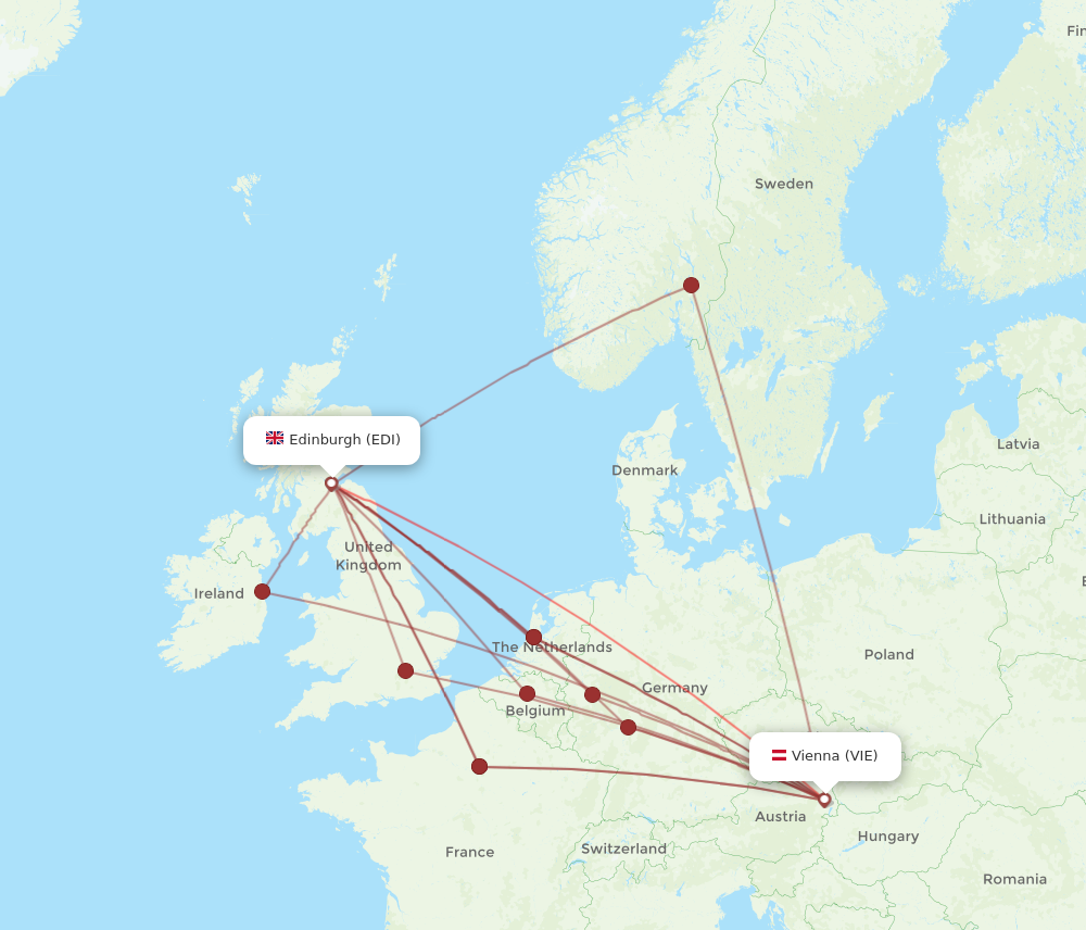 VIE to EDI flights and routes map