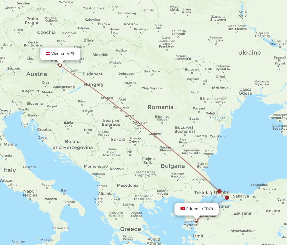 VIE to EDO flights and routes map