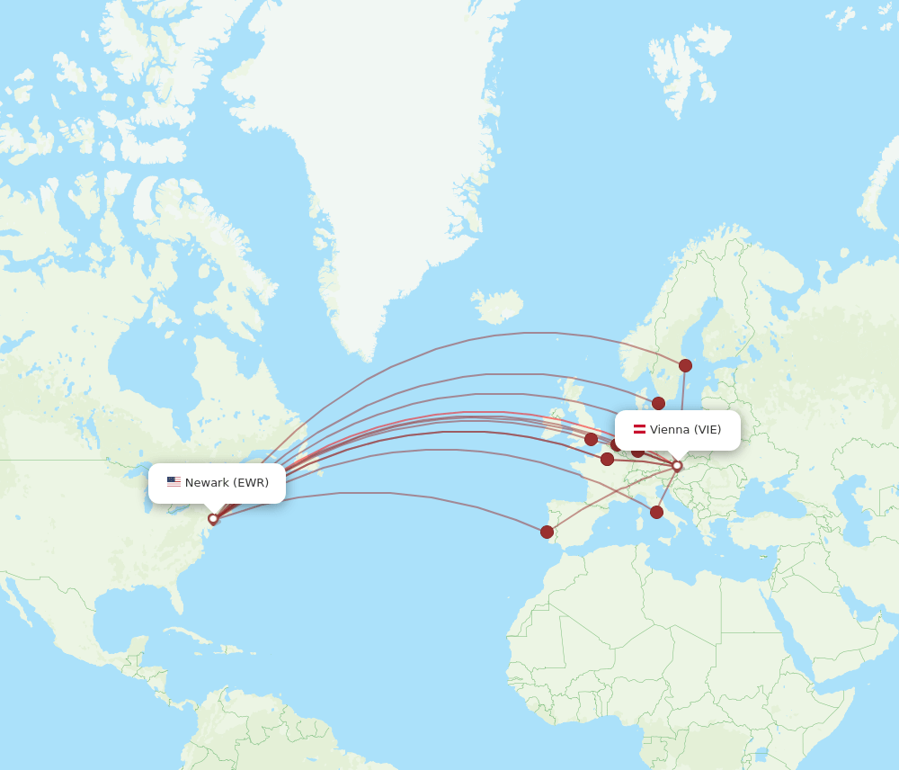 VIE-EWR flight routes