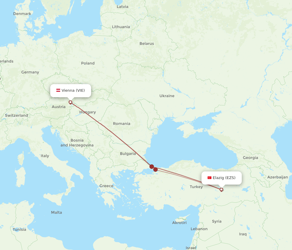 VIE to EZS flights and routes map