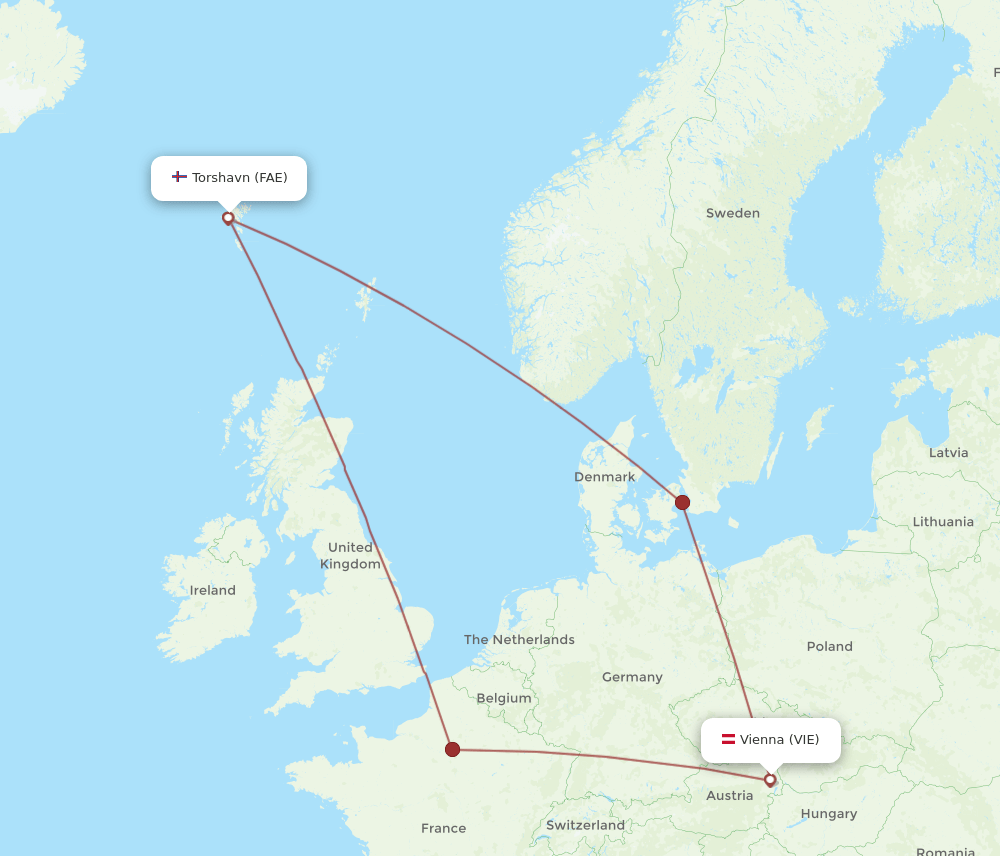 VIE-FAE flight routes