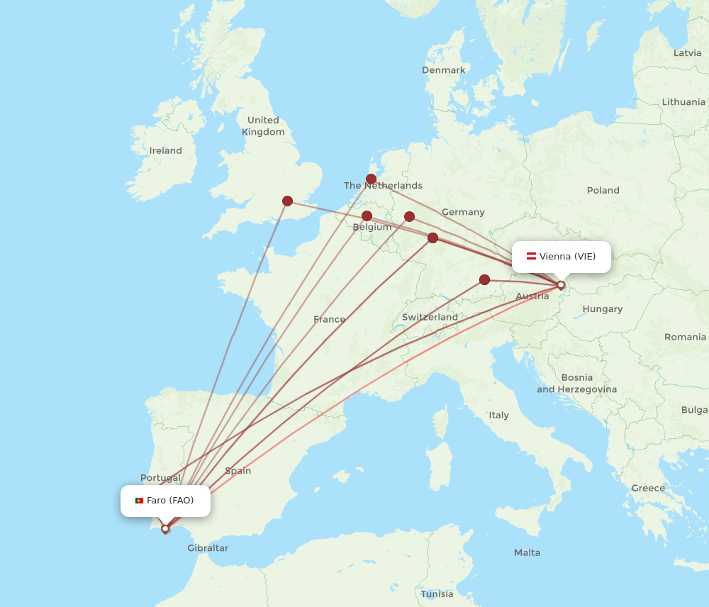 VIE-FAO flight routes