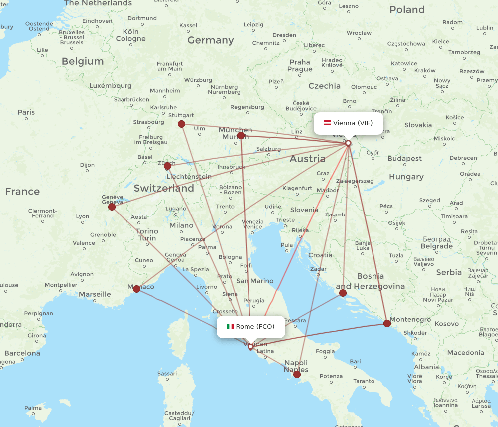 VIE-FCO flight routes