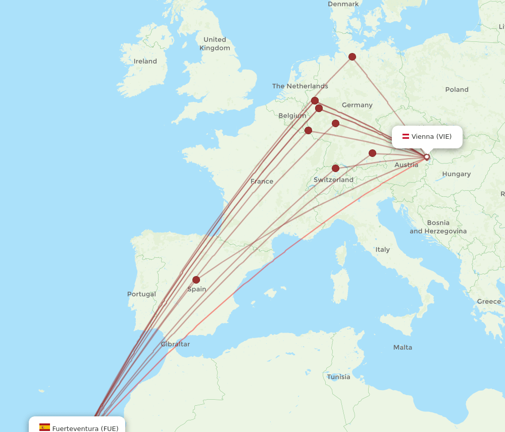 VIE-FUE flight routes