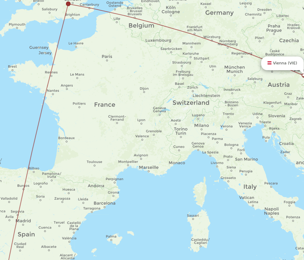VIE-GIB flight routes