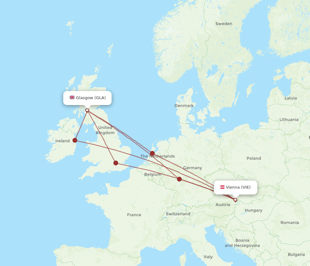 VIE-GLA flight routes
