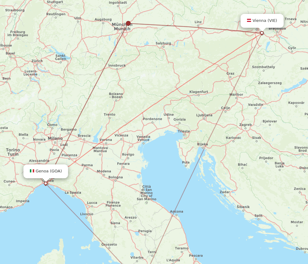 VIE-GOA flight routes