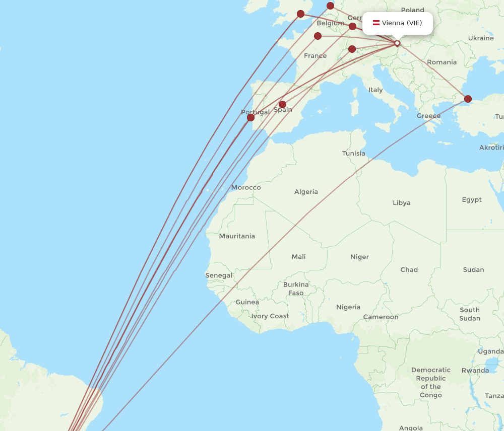 VIE-GRU flight routes
