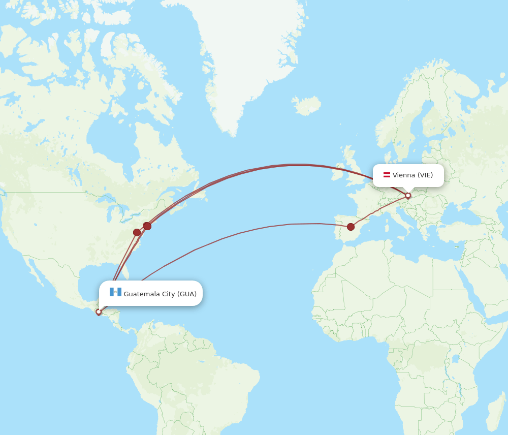 VIE-GUA flight routes