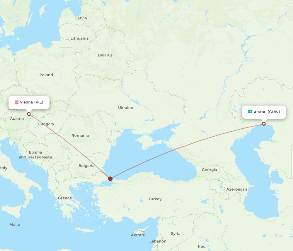VIE-GUW flight routes