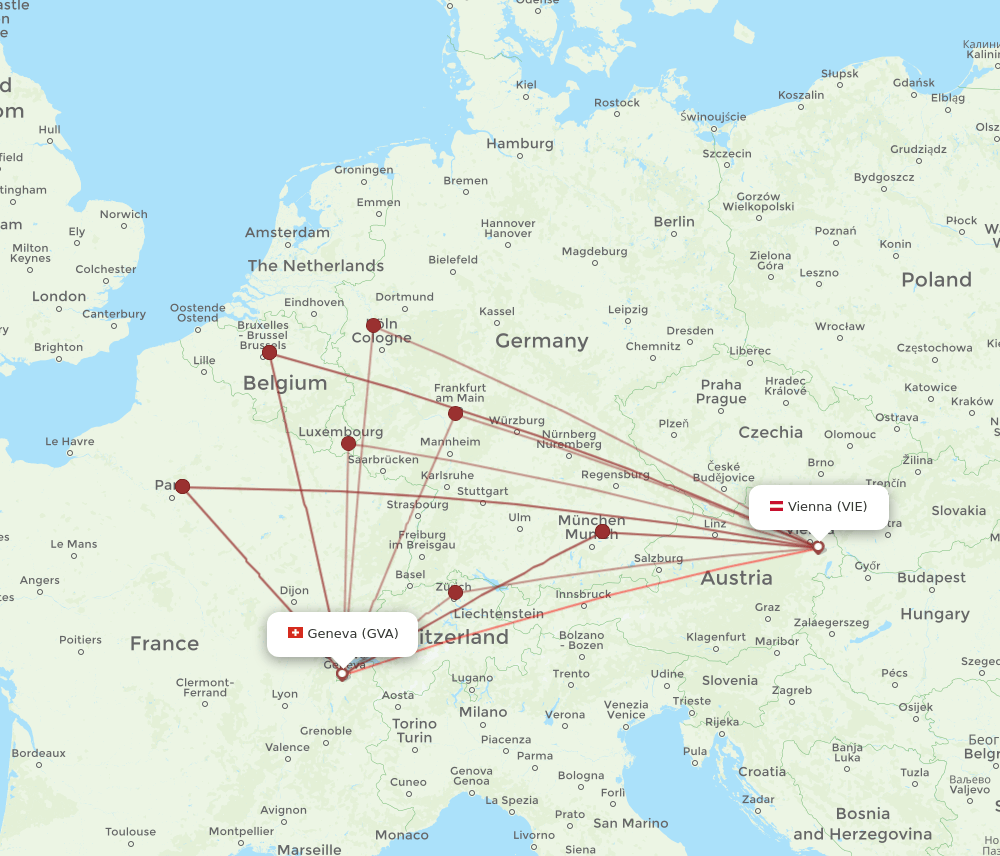 VIE-GVA flight routes