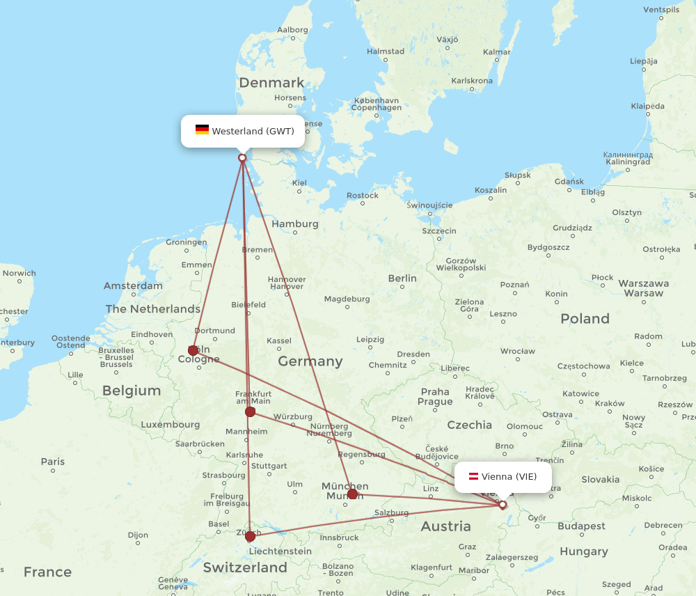 VIE-GWT flight routes