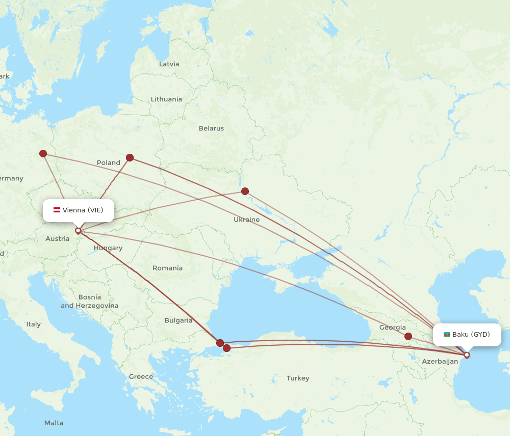 VIE-GYD flight routes