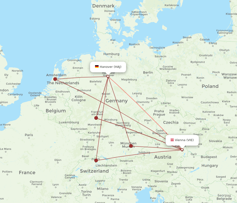 VIE-HAJ flight routes