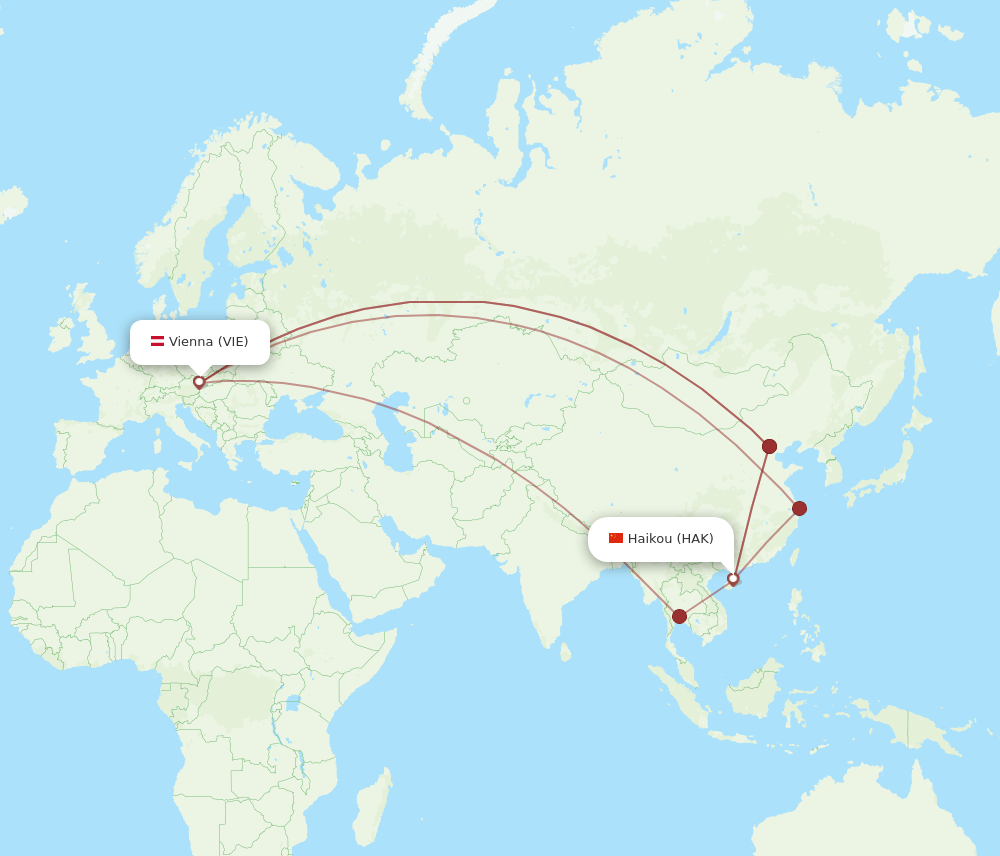VIE-HAK flight routes