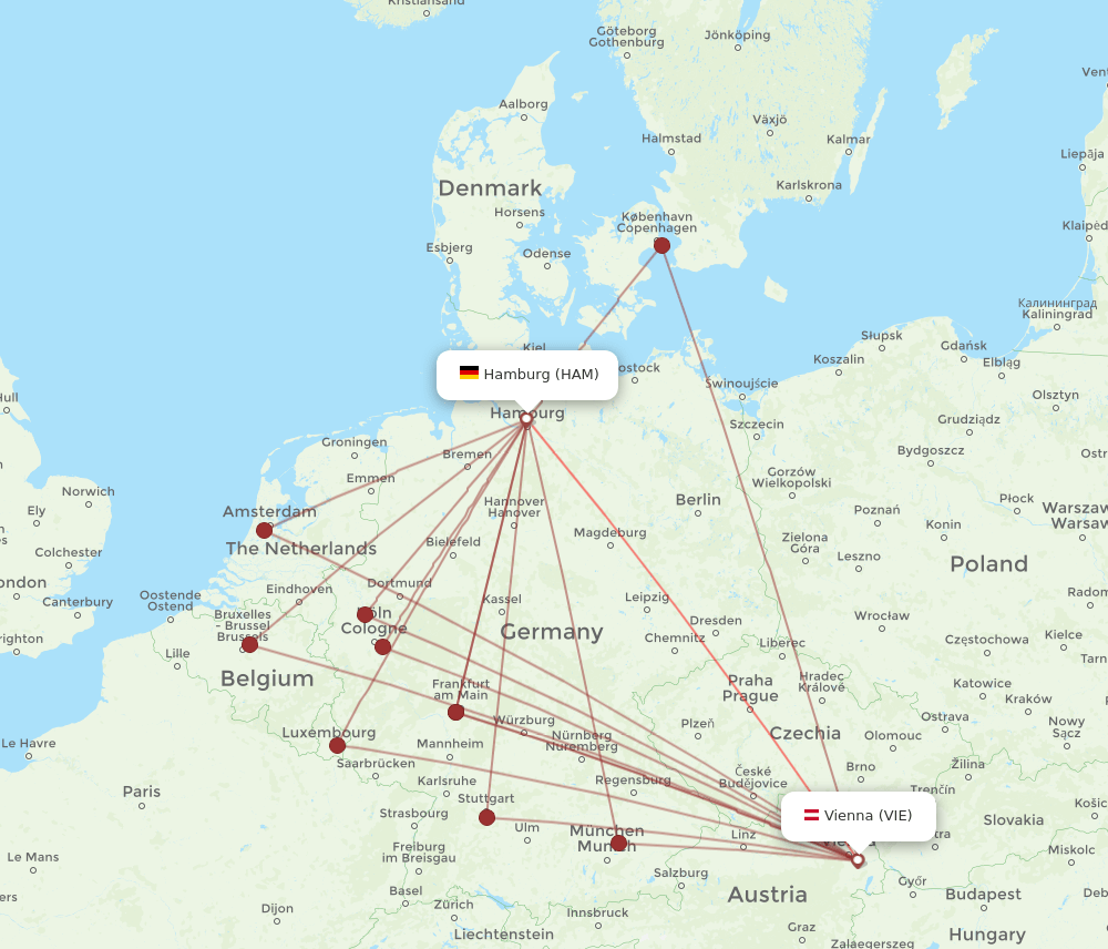 VIE-HAM flight routes