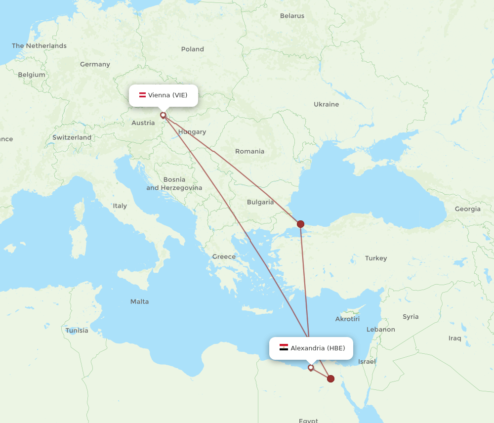 VIE to HBE flights and routes map