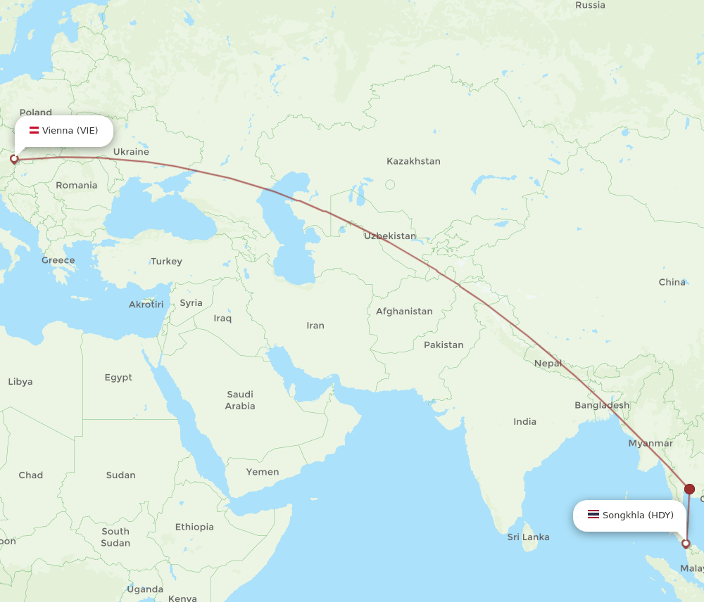 VIE-HDY flight routes