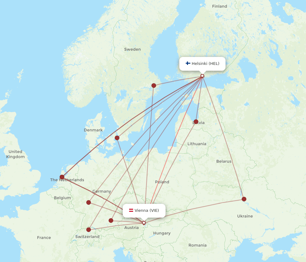 VIE-HEL flight routes