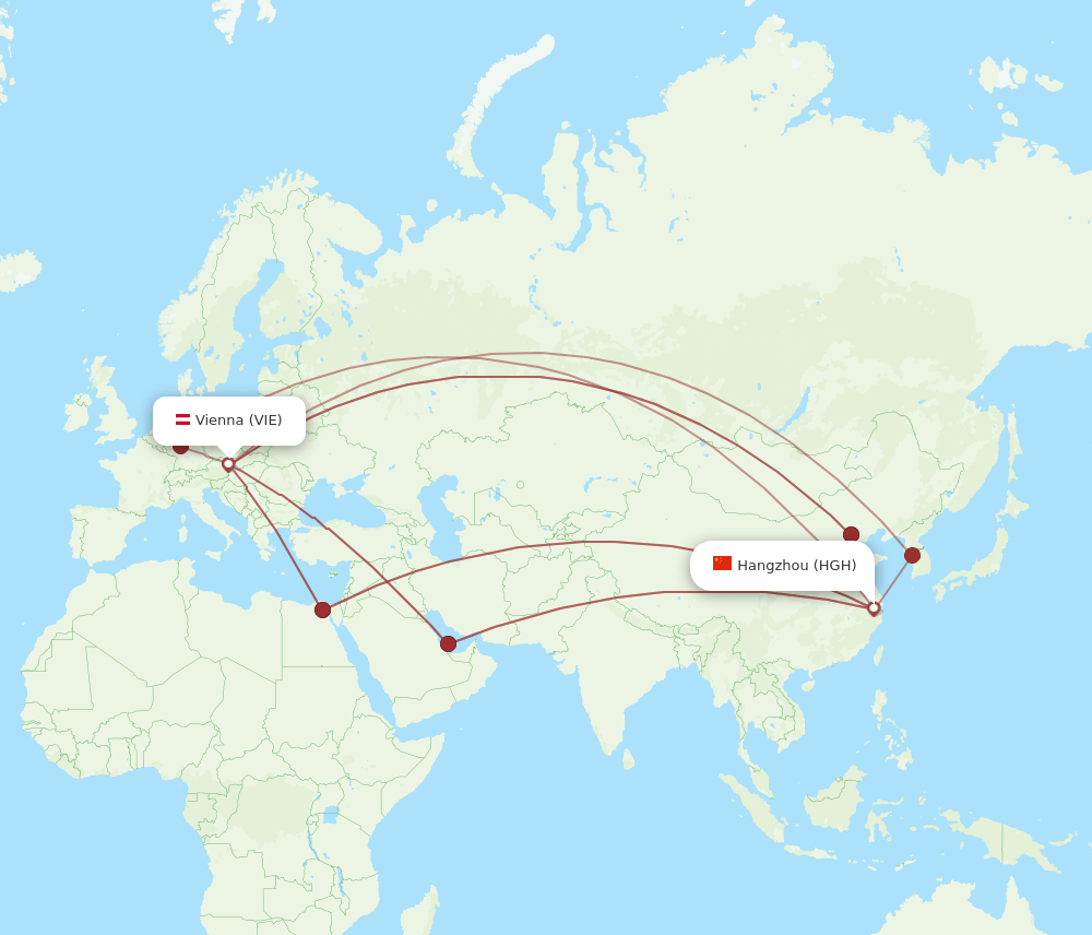 VIE to HGH flights and routes map