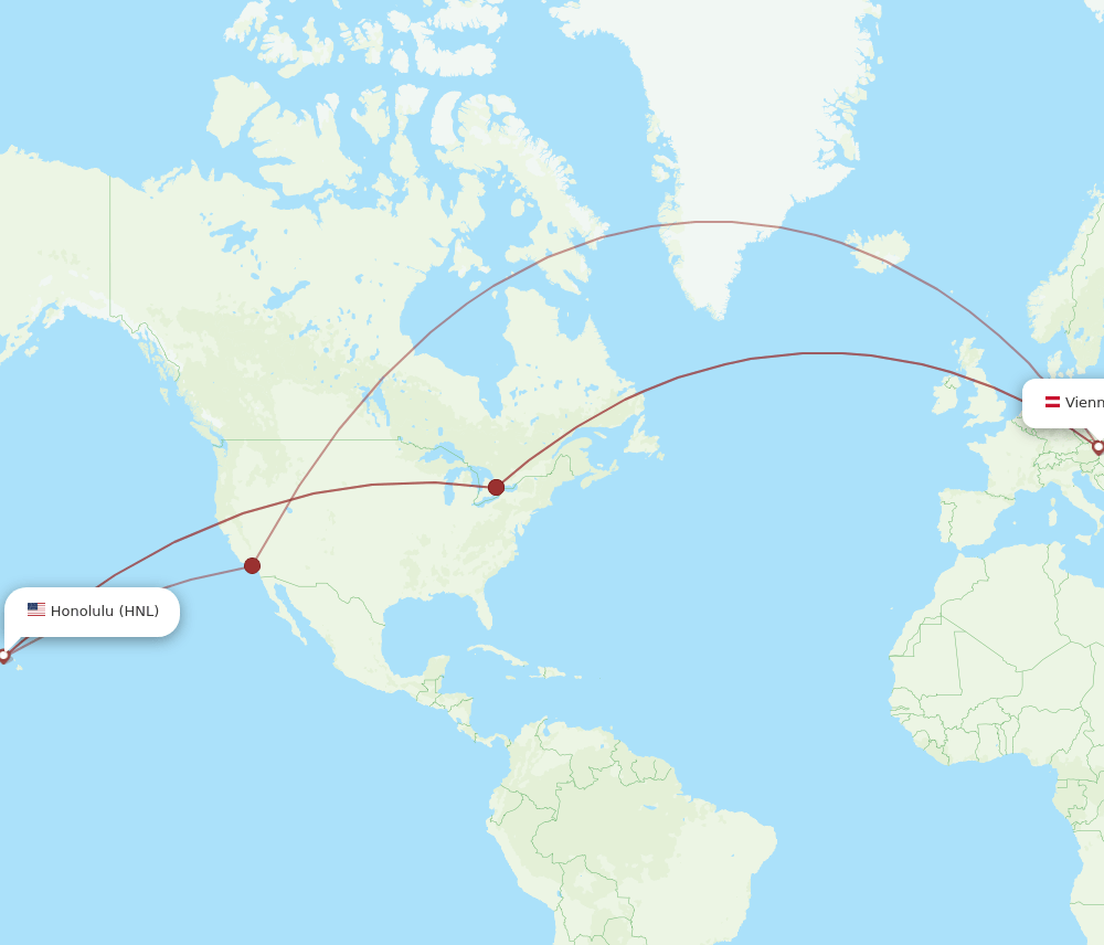 VIE-HNL flight routes