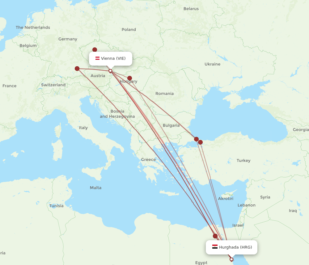 VIE-HRG flight routes