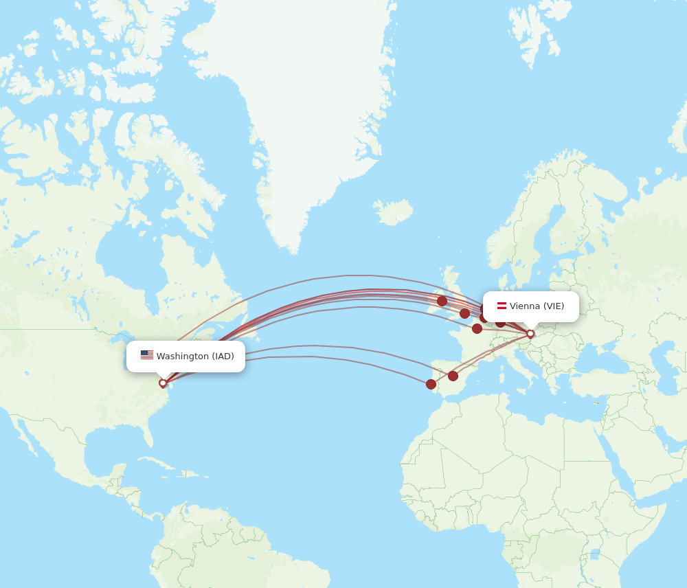 VIE-IAD flight routes