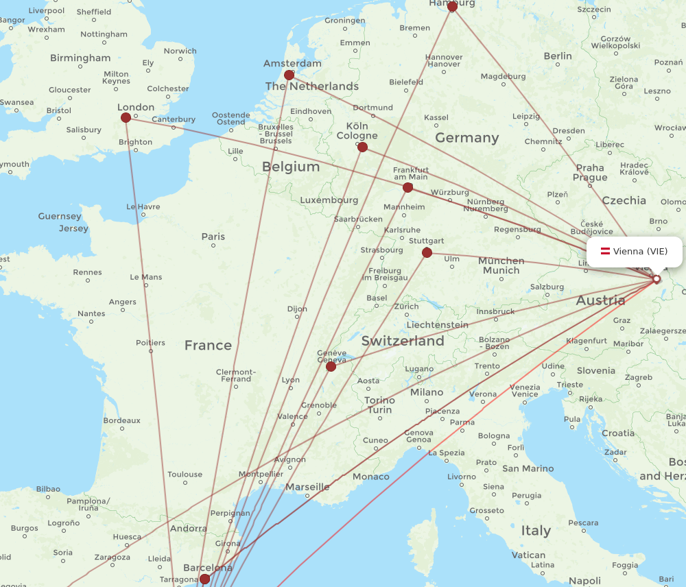 VIE to IBZ flights and routes map
