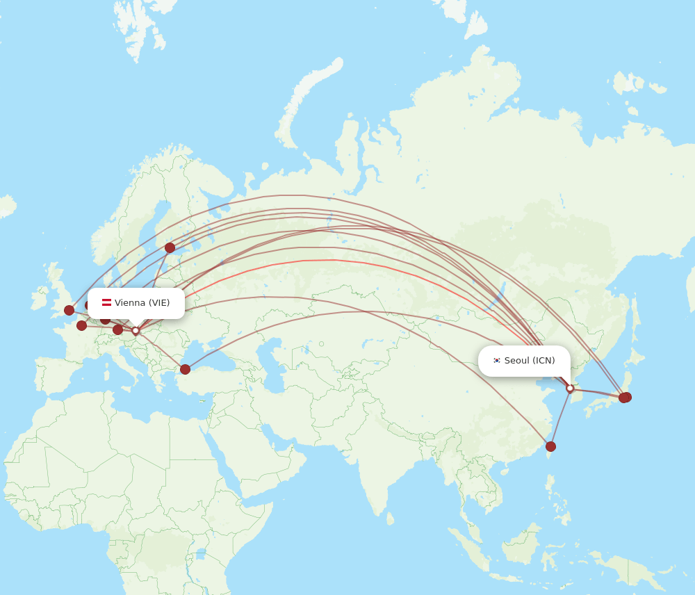 VIE-ICN flight routes