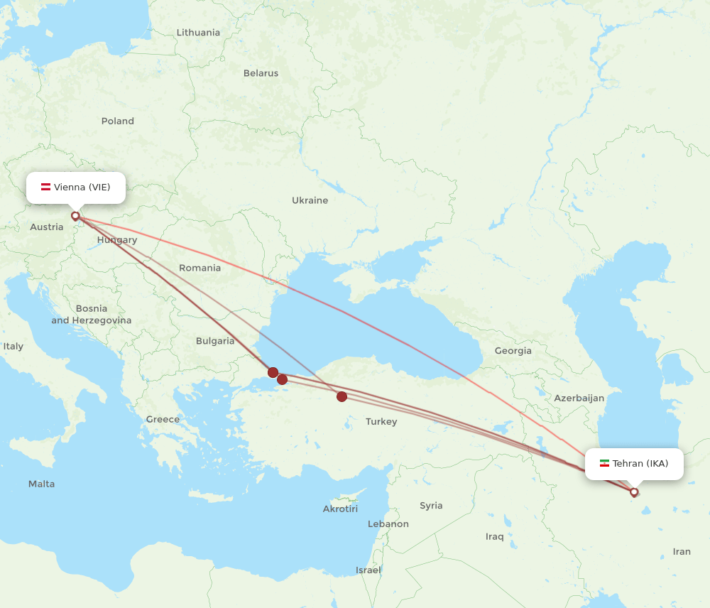 VIE-IKA flight routes