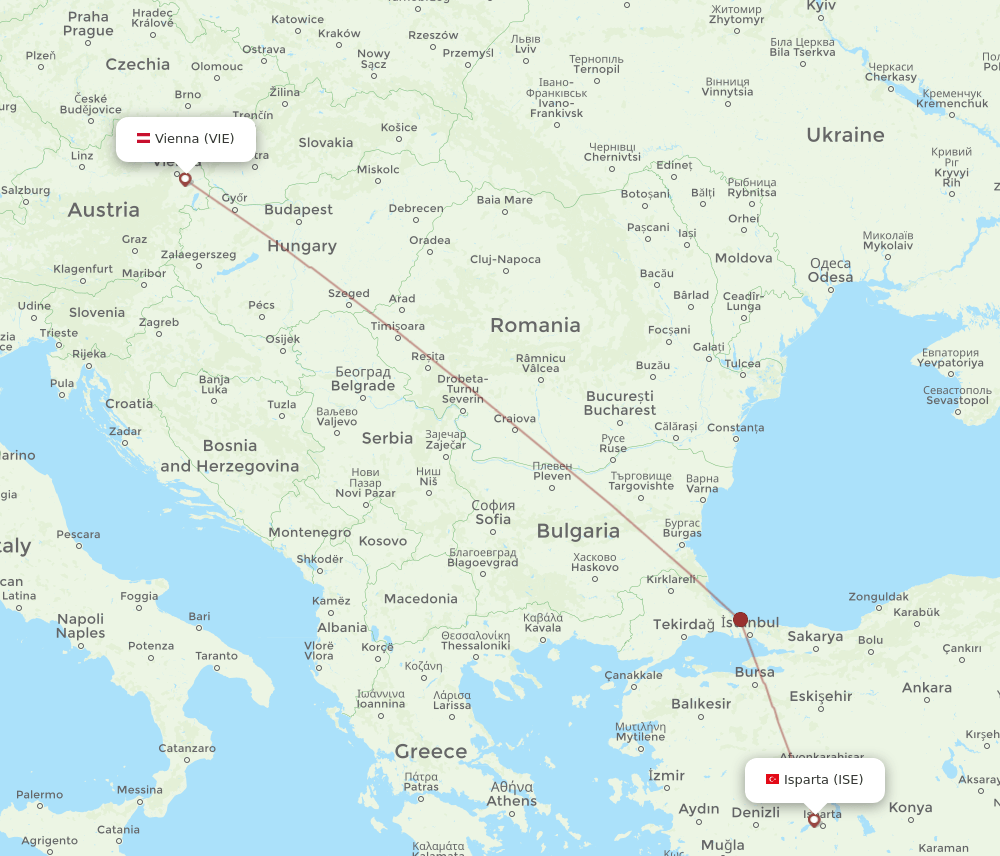 VIE-ISE flight routes