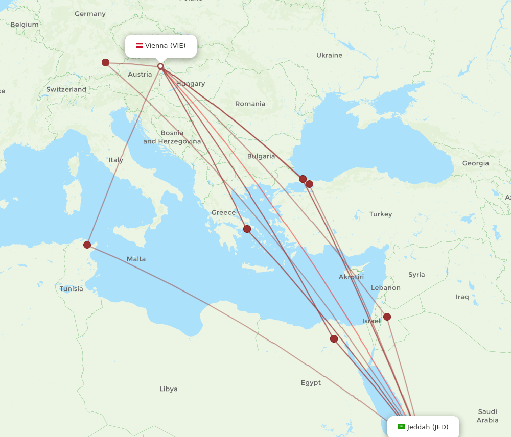 VIE-JED flight routes