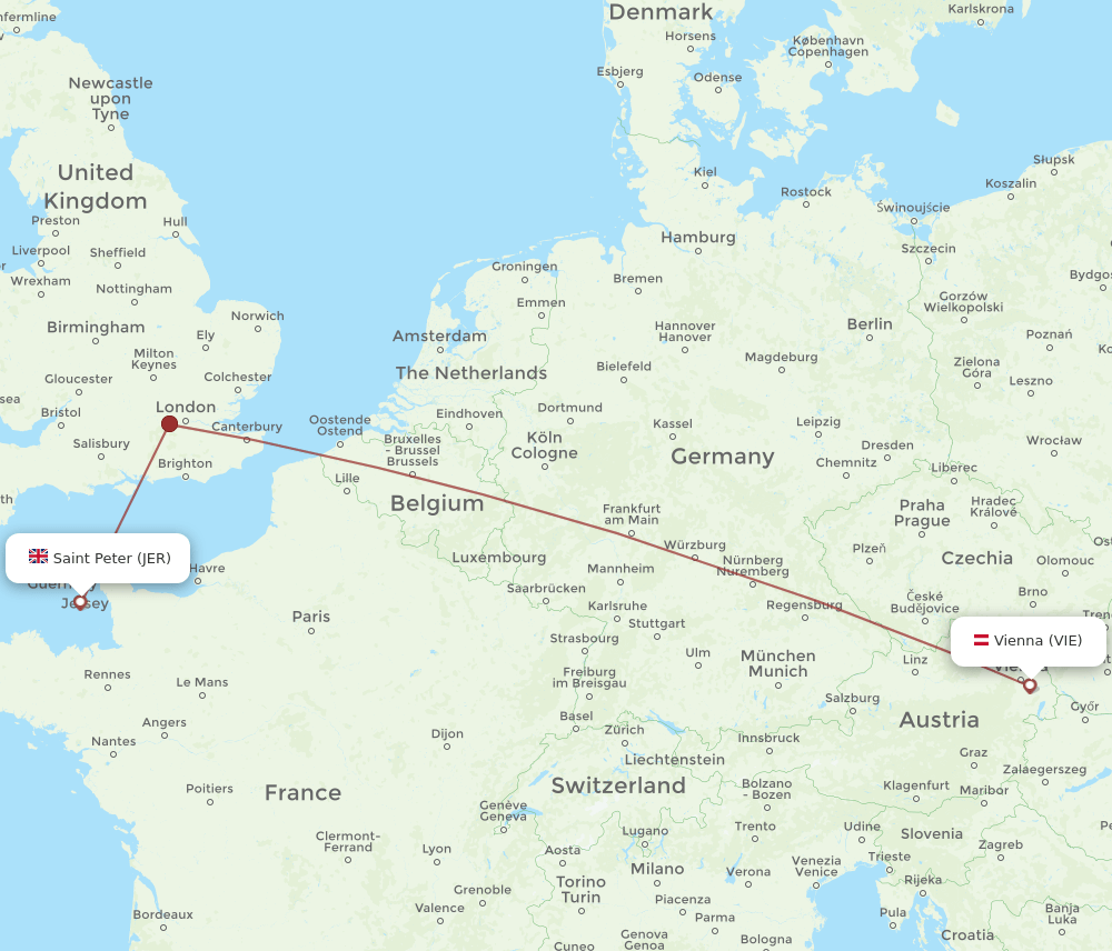 VIE-JER flight routes