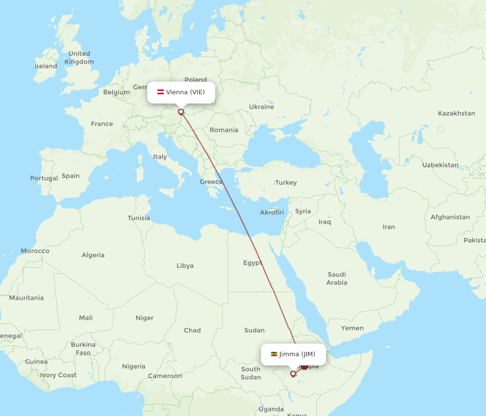 VIE-JIM flight routes