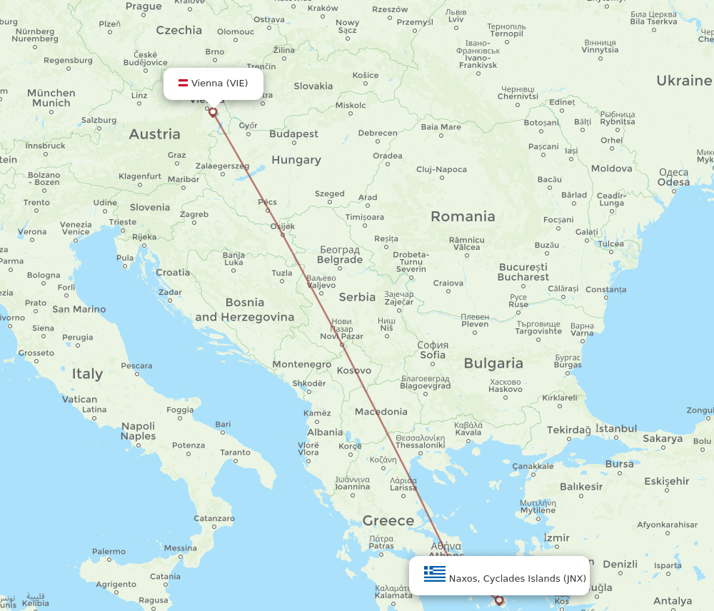VIE-JNX flight routes