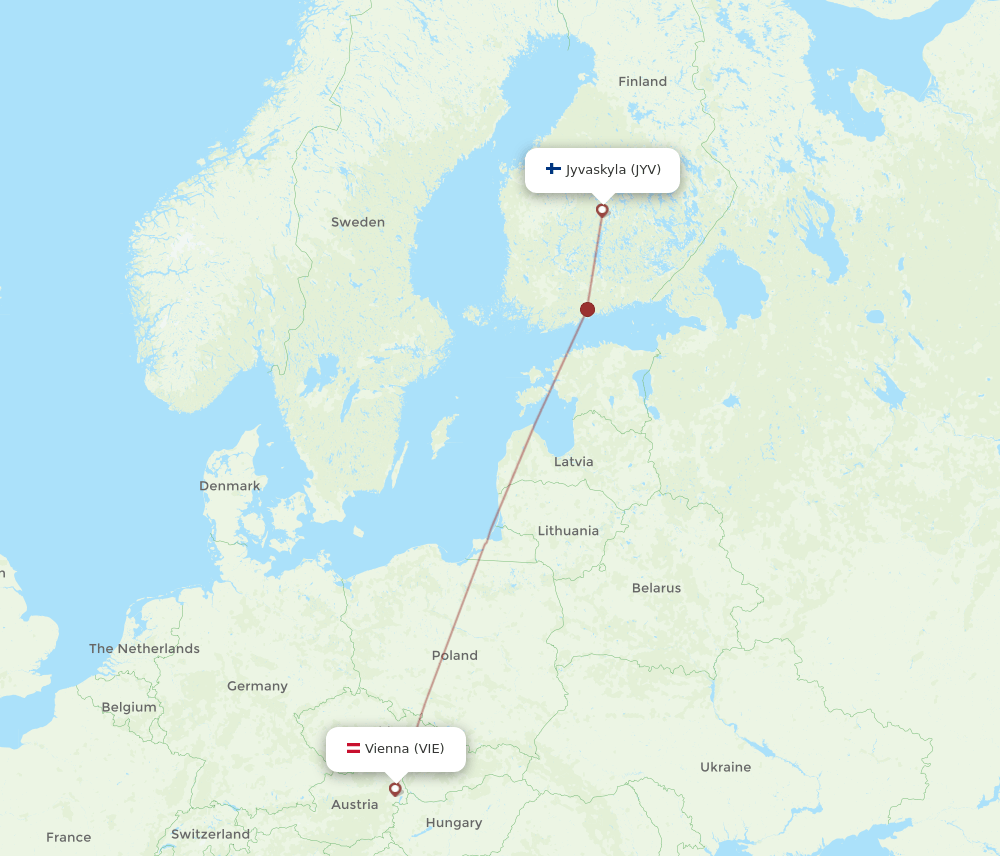 VIE-JYV flight routes