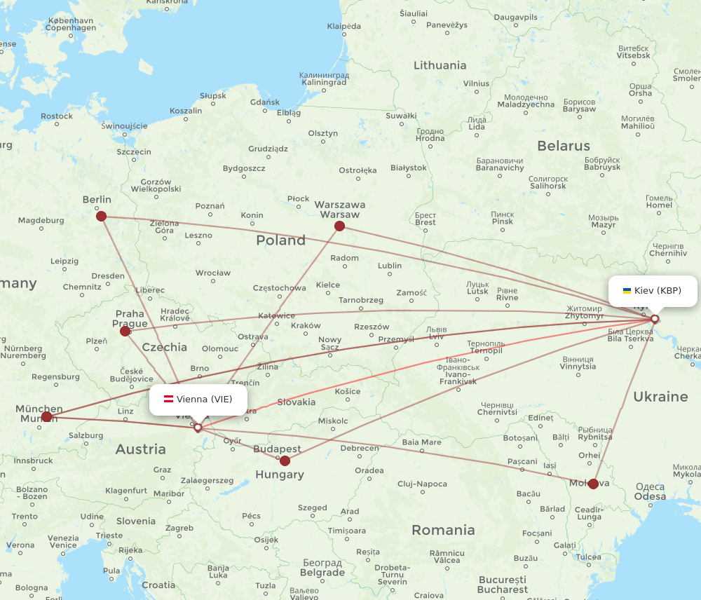 VIE to KBP flights and routes map